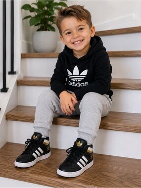 Adidas Originals Hard Court Hi Toddler Shoes Black Gold Kids Size 10K FV5738